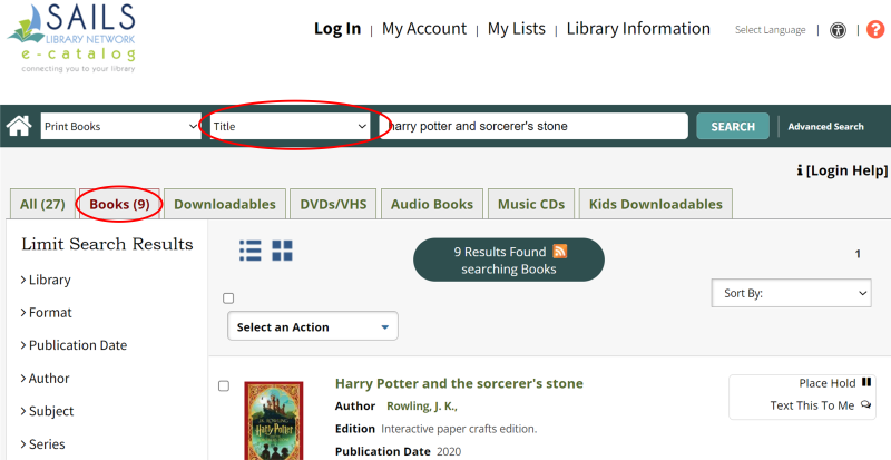 Harry Potter Print Book Search